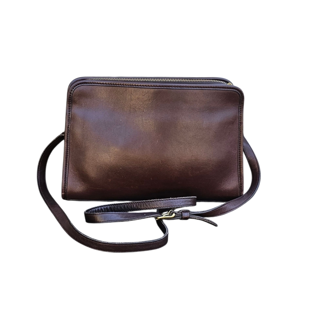 Coach Vintage Sutton Zip Bag Mahogany Brown Leather Crossbody 9814 - Picture 4 of 9